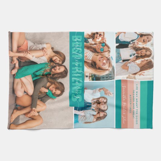 Die besten Freunde für immer | Moderne Streifen BE Geschirrtuch (Horizontal)