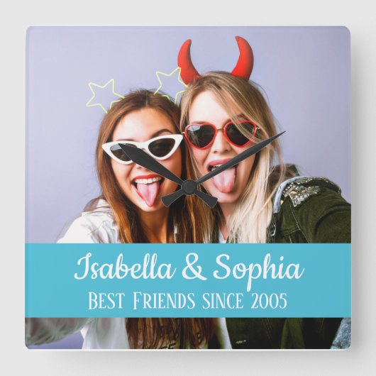 Die besten Freunde für immer modernes Foto der BES Quadratische Wanduhr (Vorderseite)