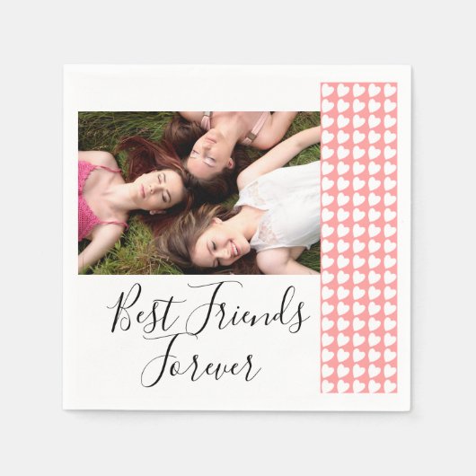 Die besten Freunde für immer Pink Heart Friendship Serviette (Vorderseite)
