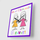 Die besten Freunde für immer Quadratische Wanduhr (Winkel)