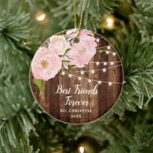 Die besten Freunde für immer Rustikale Peonies Per Keramik Ornament