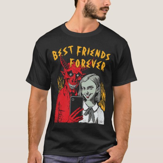 Die besten Freunde für immer Satanic Selfie Mädche T-Shirt (Vorderseite)
