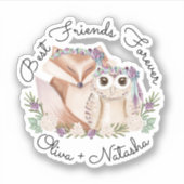 Die besten Freunde für immer Wasserfarbenwald Fox Aufkleber (Vorderseite)