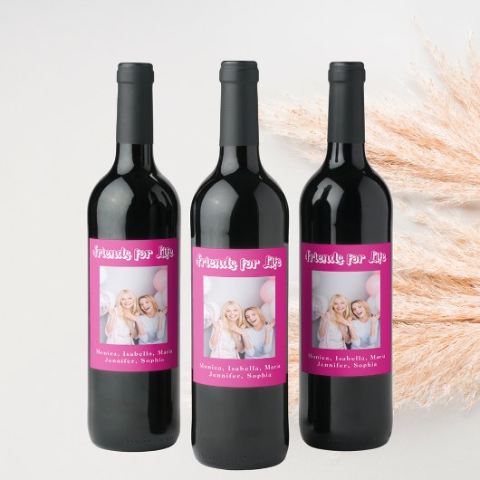 Die besten Freunde heißen rosa Foto Namen Partys Weinetikett