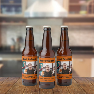 Die besten Freunde Männer Typ Party Foto Spaß oran Bierflaschenetikett