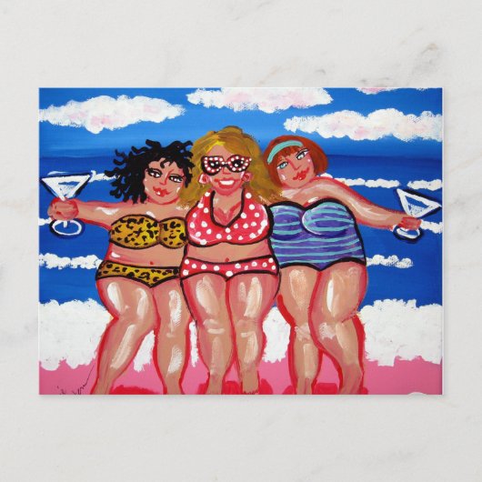 Die besten Freunde Martini Beach Divas Post Card Postkarte (Vorderseite)