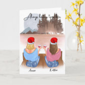 Die besten Freunde mit Drinks Weihnachten Karte (Gelbe Blume)