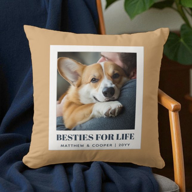 Die besten Freunde Moderner brauner Hund Vater Hau Kissen (Best Friends Modern Brown Dog Dad Pet Photo Throw Pillow)