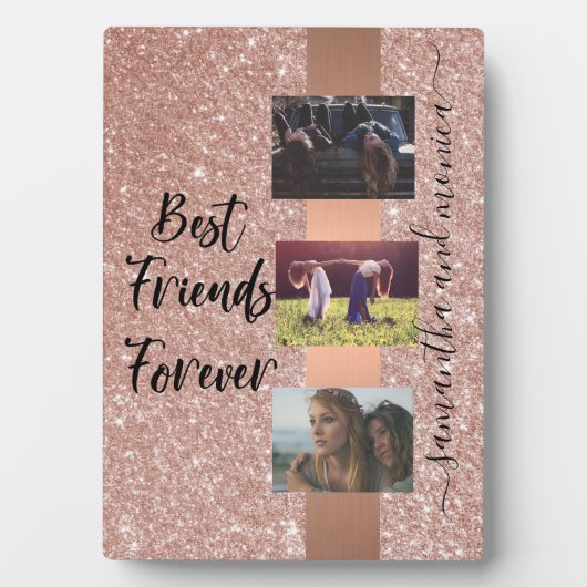 Die besten Freunde Monogram Foto Rose Gold Fotoplatte (Vorderseite)