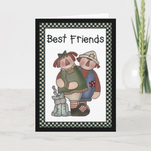 Die besten Freunde Raggedy Dolls/Cat Grußkarte Karte