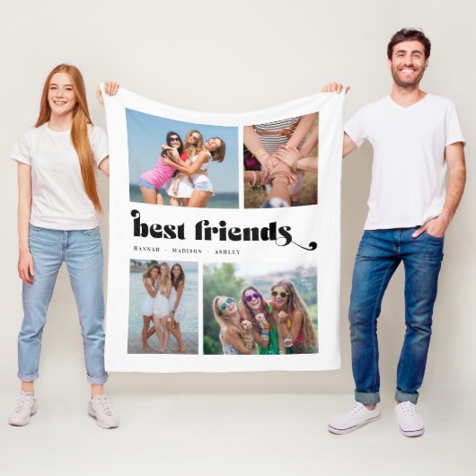Die besten Freunde Retro 4 FotoCollage Fleecedecke (Beispiel)