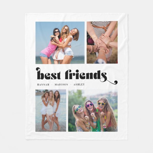 Die besten Freunde Retro 4 FotoCollage Fleecedecke (Vorderseite)