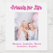 Die besten Freunde Rosa Foto Namen Partys Weinetikett (Einzelnes Label)