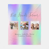 Die besten Freunde rosa lila holografisches Foto Fleecedecke (Vorderseite)