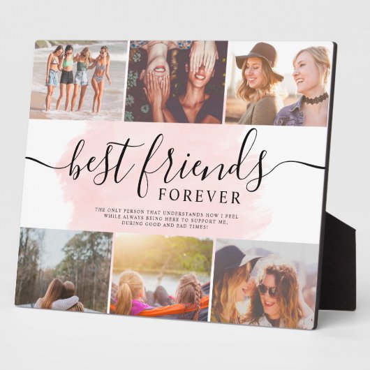 Die besten Freunde rosa Pinselstrich 6 Foto Collag Fotoplatte (Seite)