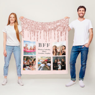 Die besten Freunde Rose Goldene Rose Glitzer Foto Fleecedecke