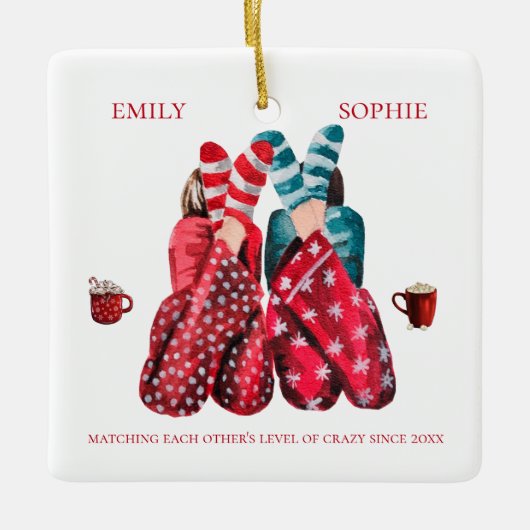 Die besten Freunde von Wasserfarbe Ein Foto passt Keramikornament (Vorderseite)