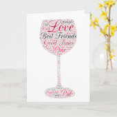 Die besten Freunde Weindesign Karte (Gelbe Blume)