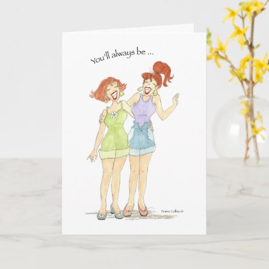 Die besten Freunde zwei Mädchen Karte (Gelbe Blume)