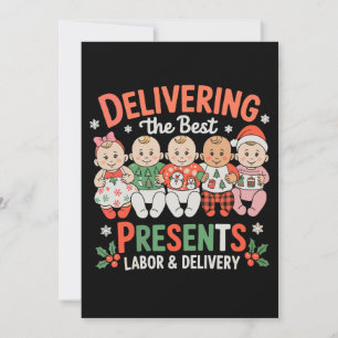 Die besten Geschenke liefern Arbeit und Lieferung Feiertagskarte