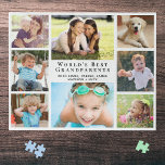 Die besten Großeltern der Welt 8 FotoCollage Puzzle<br><div class="desc">Dieses Puzzle ist ein Geschenk für die weltbesten Großeltern und bietet eine 8-Foto-Collage aus Enkelkindern,  Familienmitgliedern,  Haustieren,  Erinnerungen usw. sowie "Weltbeste Großeltern" in eleganter Typografie.</div>