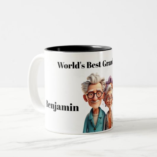 Die besten Großeltern der Welt - Cartoonish & lust Zweifarbige Tasse (Vorderseite Links)