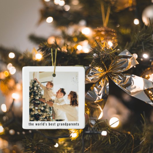 Die besten Großeltern der Welt | Zwei Fotos Keramikornament