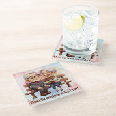 Die besten Großeltern je auf der Bank sitzen Glasuntersetzer (Schrägansicht)