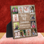 Die besten Großkinder der Welt 12 FotoCollage Fotoplatte<br><div class="desc">Erstellen Sie Ihre eigene Collage-Plakette mit 12 Ihrer Lieblingsfotos auf einem holzstrukturierten Hintergrund.Personalisieren Sie Ihre Foto-Collage-Plakette mit Fotos von Enkeln . Schenkt Oma ein wertvolles Sake zum Geburtstag,  zum Muttertag,  zum Großelterntag,  usw.</div>