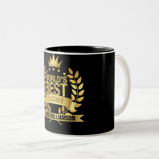 Die besten Lehrer Schwarz und Gold 5 Sterne Zweifarbige Tasse (VorderseiteRechts)