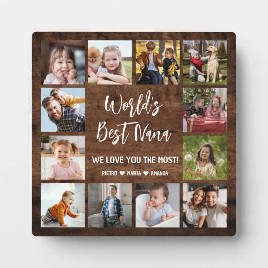 Die besten Nana Grandkids 12 FotoCollage Fotoplatte (Vorderseite)