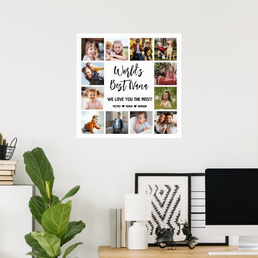 Die besten Nana Grandkids 12 FotoCollage Poster (Heimbüro)