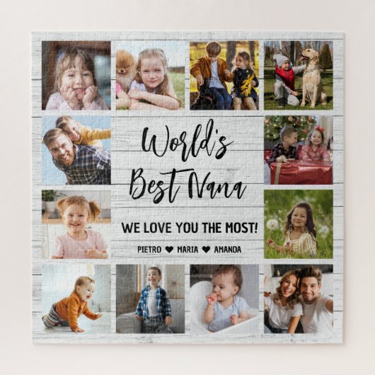 Die besten Nana Grandkids 12 FotoCollage Puzzle (Vertikal)