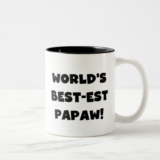 Die besten Papageschenke der Black Text World Zweifarbige Tasse (Rechts)
