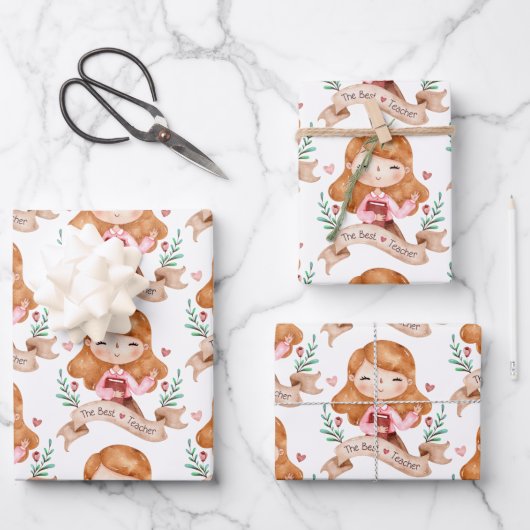 Die besten Papierblätter für Lehrer Geschenkpapier Set (Vorderseite)