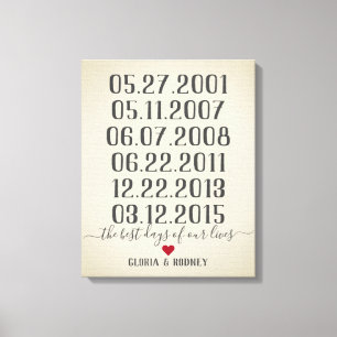 Die besten Tage unseres Lebens besondere Daten vin Leinwanddruck