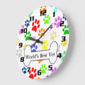 Die besten Tierärzte der Welt - farbenfrohe Pfoten Große Wanduhr (Winkel)
