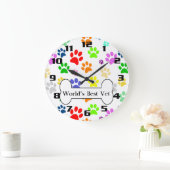 Die besten Tierärzte der Welt - farbenfrohe Pfoten Große Wanduhr (Zuhause)