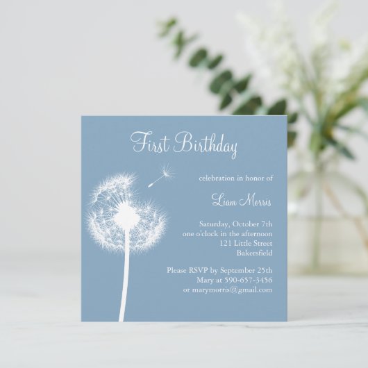 Die besten Wünsche!(Blau) Einladung (Stehend Vorderseite)