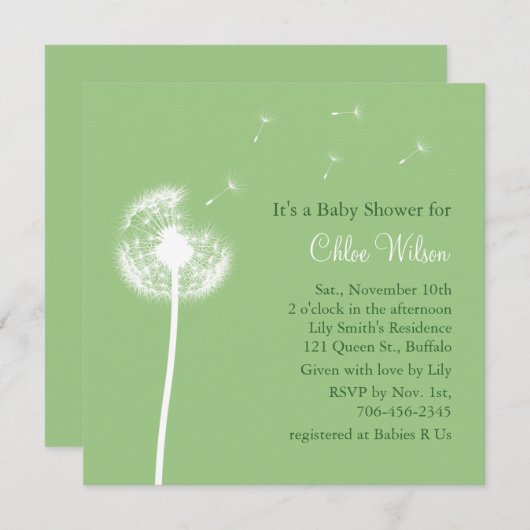 Die besten Wünsche! Einladung zur Kinderdusche (gr (Vorne/Hinten)