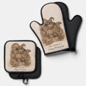 Die besten Wünsche für ein glückliches Erntedankfe Ofenhandschuh & Topflappen-Set (Vorderseite/Rückseite)