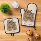 Die besten Wünsche für ein glückliches Erntedankfe Ofenhandschuh & Topflappen-Set (Oben Unten)