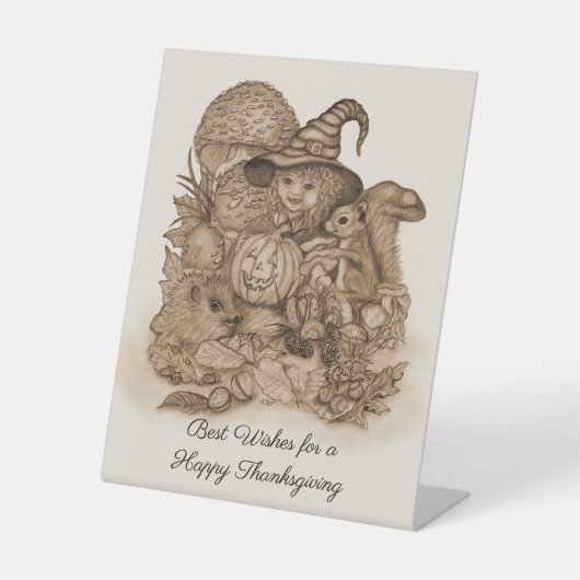 Die besten Wünsche für ein glückliches Erntedankfe Sockelschild (Vorderseite)