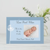 Die besten Wünsche!!! Geburtsankündigung 1 (blau) Ankündigung (Stehend Vorderseite)