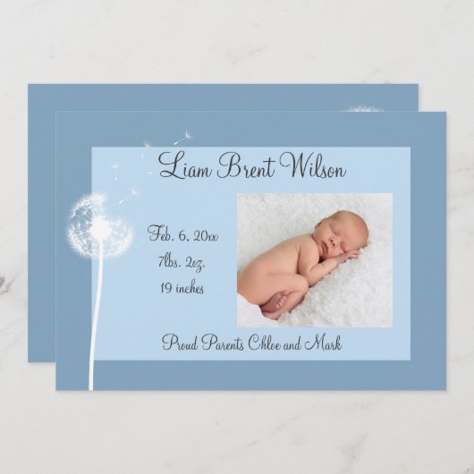 Die besten Wünsche!!! Geburtsankündigung 1 (blau) Ankündigung (Vorne/Hinten)