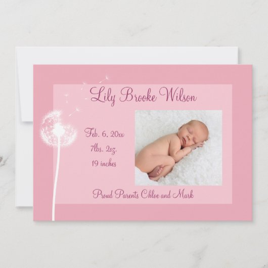 Die besten Wünsche!!! Geburtsankündigung 1 (pink) Ankündigung (Vorderseite)