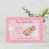 Die besten Wünsche!!! Geburtsankündigung 1 (pink) Ankündigung (Stehend Vorderseite)