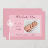 Die besten Wünsche!!! Geburtsankündigung 1 (pink) Ankündigung (Vorne/Hinten)
