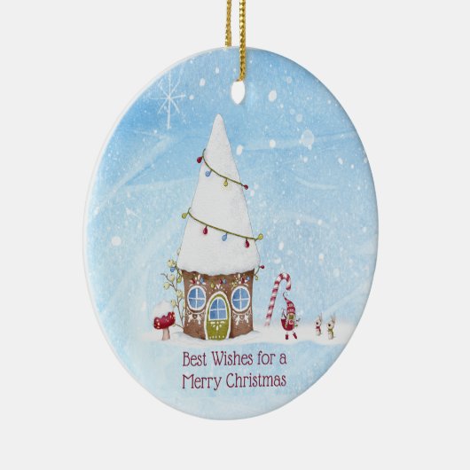 Die besten Wünsche Gnome Szene Personalisierte Wei Keramik Ornament (Rechts)