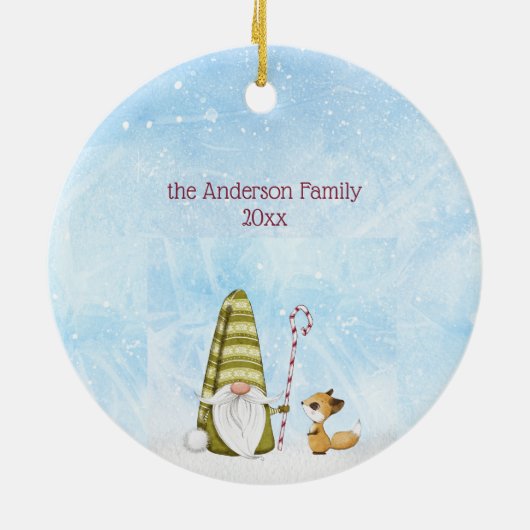 Die besten Wünsche Gnome Szene Personalisierte Wei Keramik Ornament (Hinten)